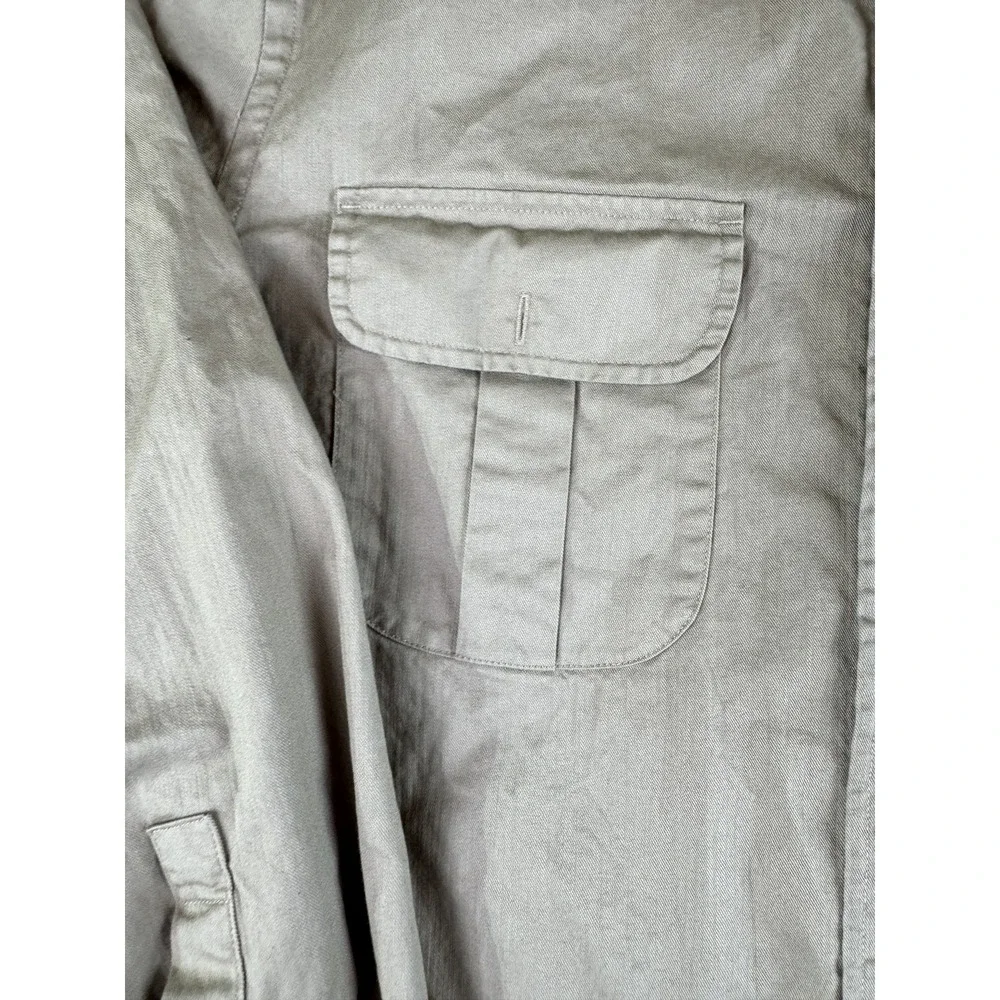 J Crew Oarsman Shirt Mens Large‎ Khaki Button Front Pockets Long Sleeve Casual